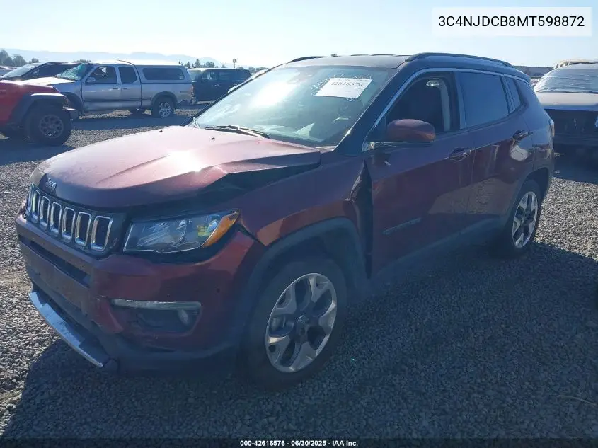 2021 Jeep Compass Limited 4X4 VIN: 3C4NJDCB8MT598872 Lot: 42616576