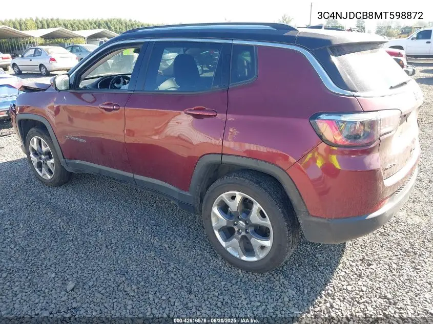 2021 Jeep Compass Limited 4X4 VIN: 3C4NJDCB8MT598872 Lot: 42616576