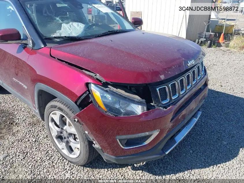 2021 Jeep Compass Limited 4X4 VIN: 3C4NJDCB8MT598872 Lot: 42616576