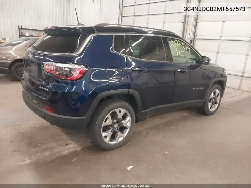 2021 Jeep Compass Limited 4X4 VIN: 3C4NJDCB2MT557573 Lot: 42727679