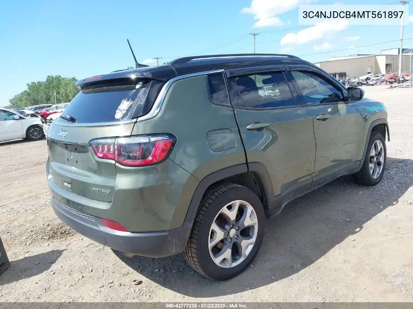 2021 Jeep Compass Limited 4X4 VIN: 3C4NJDCB4MT561897 Lot: 42777238