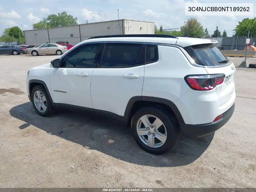 2022 Jeep Compass Latitude Fwd VIN: 3C4NJCBB0NT189262 Lot: 42247427