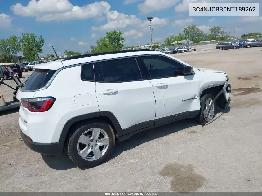2022 Jeep Compass Latitude Fwd VIN: 3C4NJCBB0NT189262 Lot: 42247427