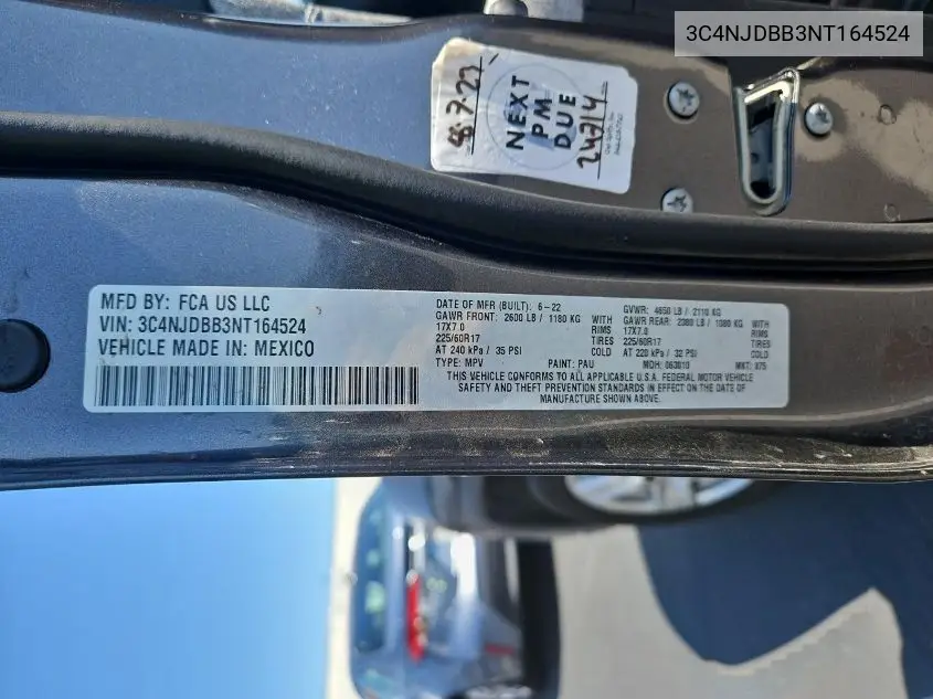 2022 Jeep Compass Latitude 4X4 VIN: 3C4NJDBB3NT164524 Lot: 42678001