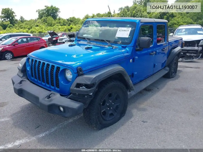 2020 Jeep Gladiator Sport VIN: 1C6HJTAG1LL193007 Lot: 42568615