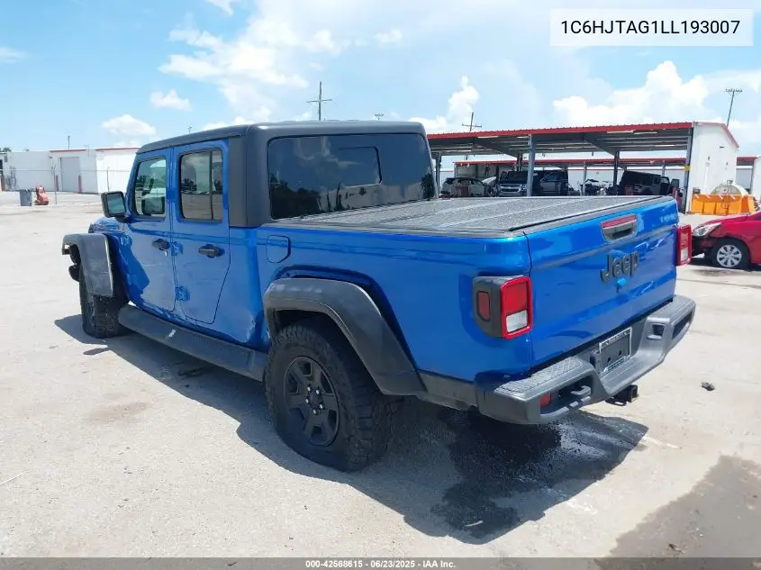 2020 Jeep Gladiator Sport VIN: 1C6HJTAG1LL193007 Lot: 42568615