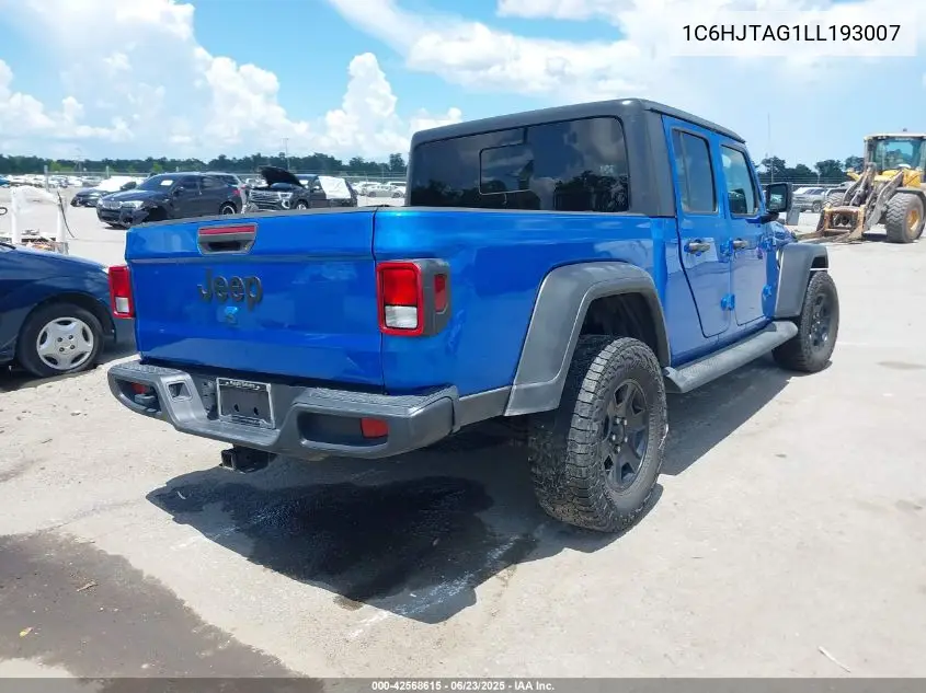 2020 Jeep Gladiator Sport VIN: 1C6HJTAG1LL193007 Lot: 42568615