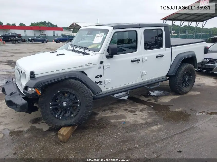 2020 Jeep Gladiator Sport VIN: 1C6JJTAG6LL135931 Lot: 42604148