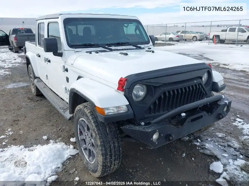 2021 Jeep Gladiator Overland VIN: 1C6HJTFG7ML624265 Lot: 12287043