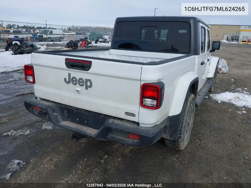 2021 Jeep Gladiator Overland VIN: 1C6HJTFG7ML624265 Lot: 12287043