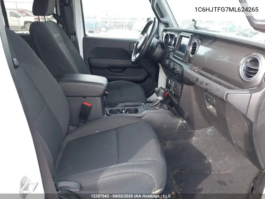 2021 Jeep Gladiator Overland VIN: 1C6HJTFG7ML624265 Lot: 12287043
