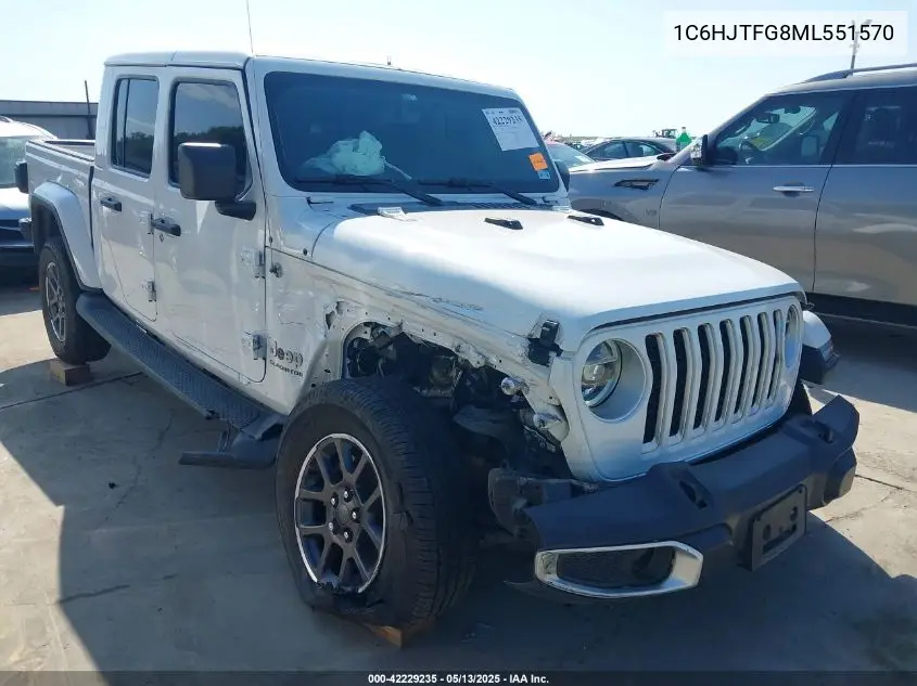 2021 Jeep Gladiator Overland 4X4 VIN: 1C6HJTFG8ML551570 Lot: 42229235