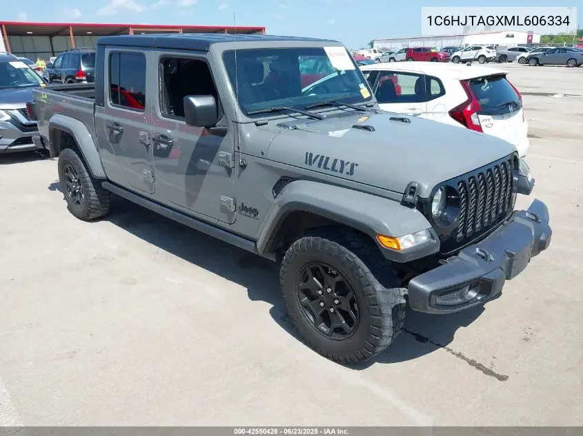 2021 Jeep Gladiator Willys 4X4 VIN: 1C6HJTAGXML606334 Lot: 42550426