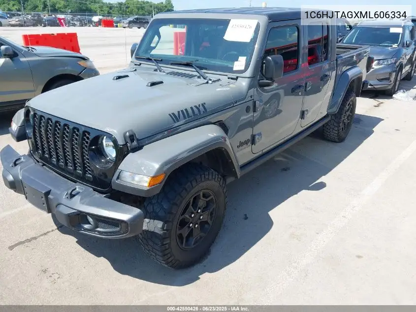 2021 Jeep Gladiator Willys 4X4 VIN: 1C6HJTAGXML606334 Lot: 42550426