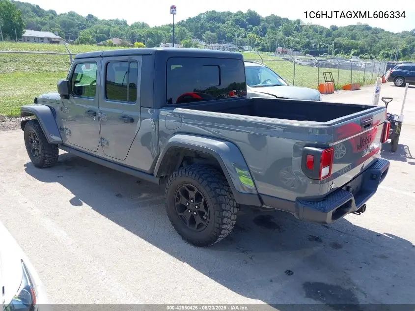 2021 Jeep Gladiator Willys 4X4 VIN: 1C6HJTAGXML606334 Lot: 42550426