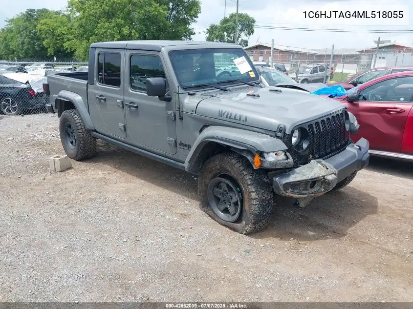 2021 Jeep Gladiator Willys 4X4 VIN: 1C6HJTAG4ML518055 Lot: 42662039