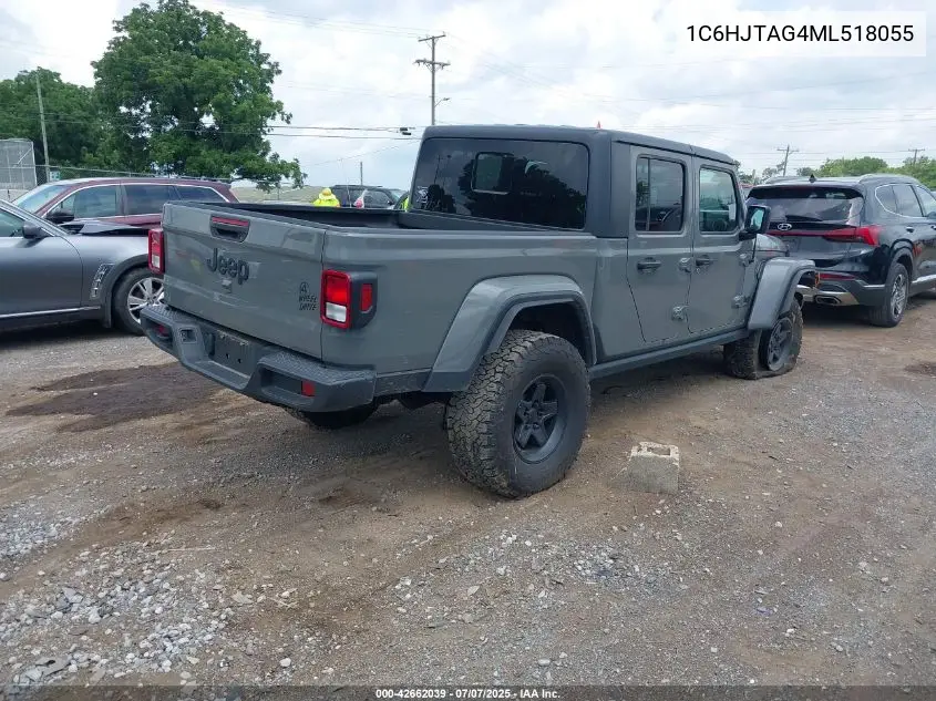 2021 Jeep Gladiator Willys 4X4 VIN: 1C6HJTAG4ML518055 Lot: 42662039