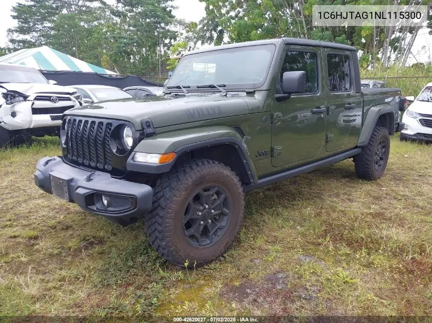 2022 Jeep Gladiator Willys 4X4 VIN: 1C6HJTAG1NL115300 Lot: 42620027