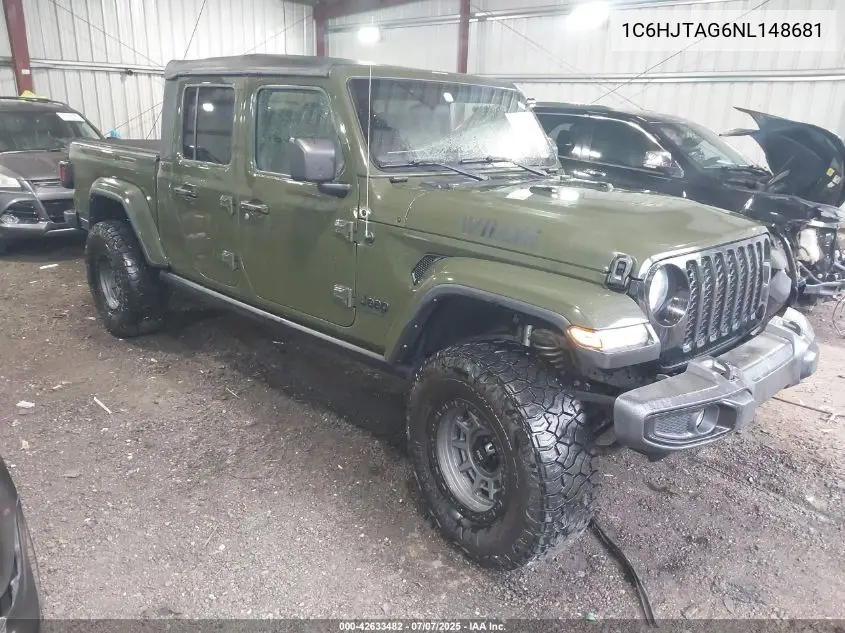 2022 Jeep Gladiator Willys Sport 4X4 VIN: 1C6HJTAG6NL148681 Lot: 42633482