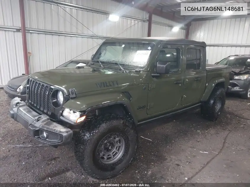 2022 Jeep Gladiator Willys Sport 4X4 VIN: 1C6HJTAG6NL148681 Lot: 42633482