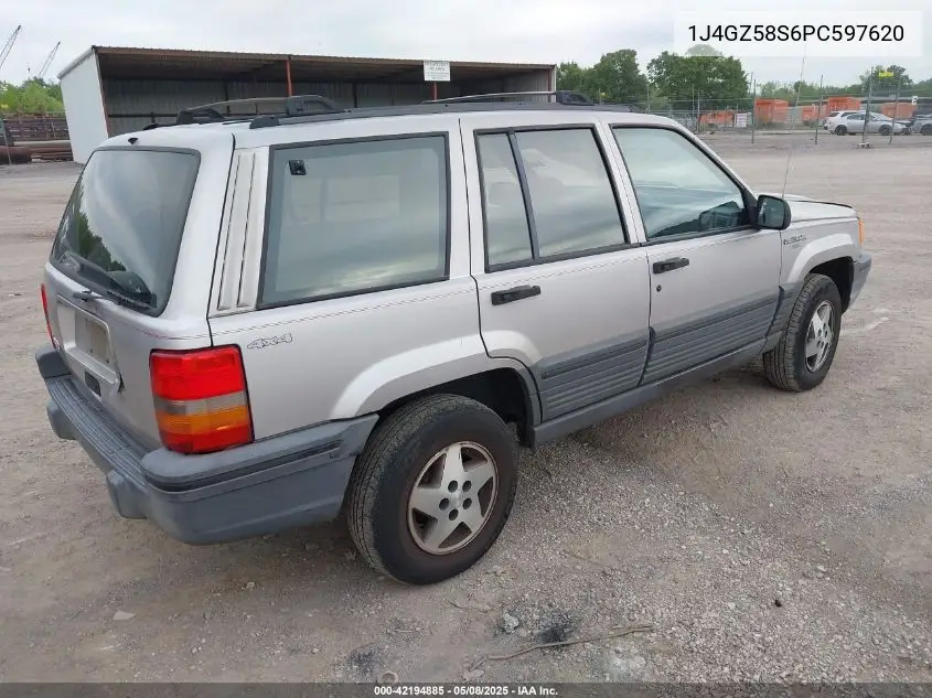 1993 Jeep Grand Cherokee Laredo VIN: 1J4GZ58S6PC597620 Lot: 42194885