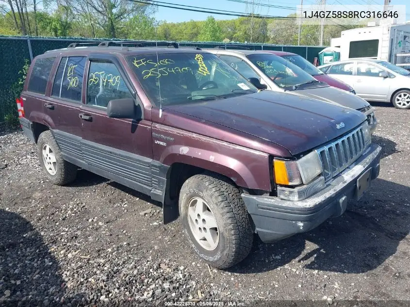 1994 Jeep Grand Cherokee Laredo VIN: 1J4GZ58S8RC316646 Lot: 42225333
