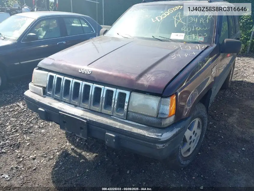 1994 Jeep Grand Cherokee Laredo VIN: 1J4GZ58S8RC316646 Lot: 42225333