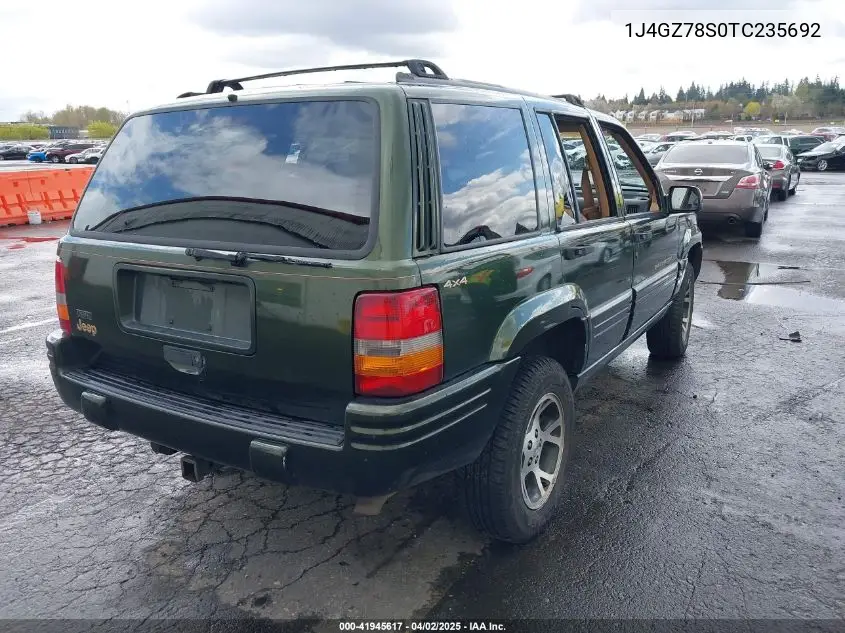 1996 Jeep Grand Cherokee Limited VIN: 1J4GZ78S0TC235692 Lot: 41945617