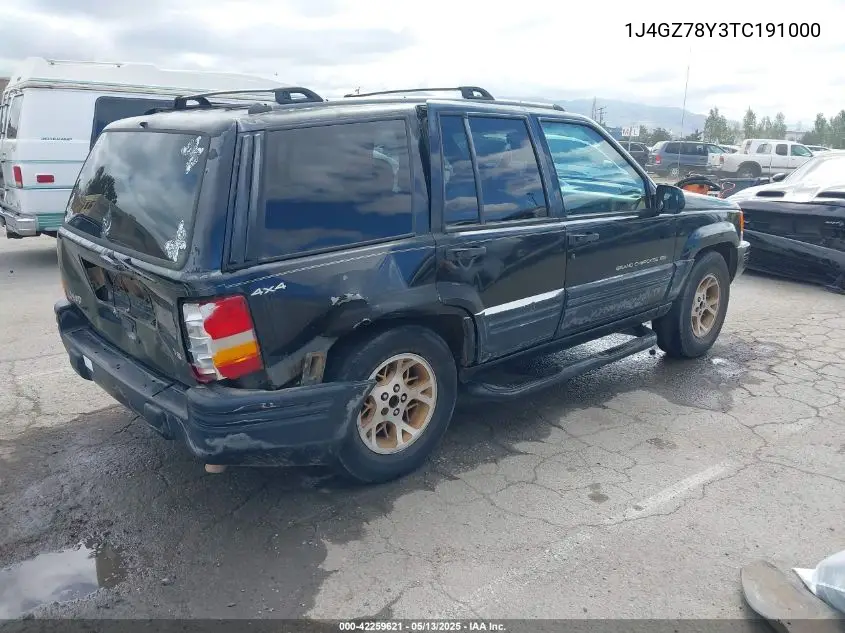 1996 Jeep Grand Cherokee Limited VIN: 1J4GZ78Y3TC191000 Lot: 42259621