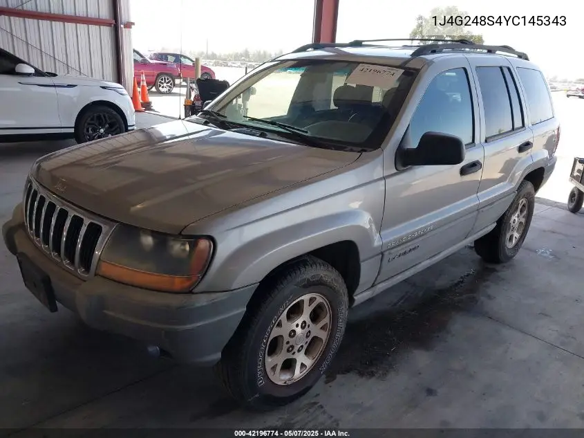 2000 Jeep Grand Cherokee Laredo VIN: 1J4G248S4YC145343 Lot: 42196774