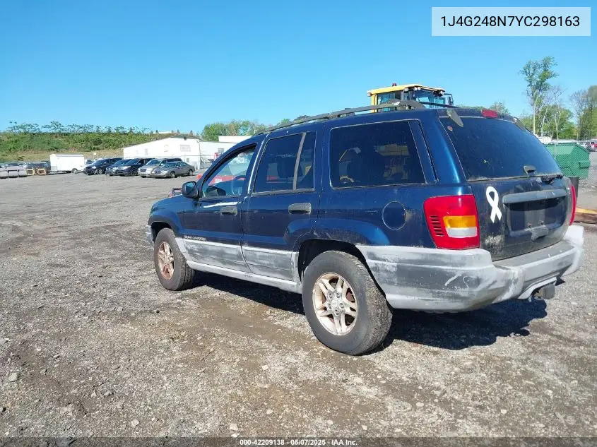 2000 Jeep Grand Cherokee Laredo VIN: 1J4G248N7YC298163 Lot: 42209138