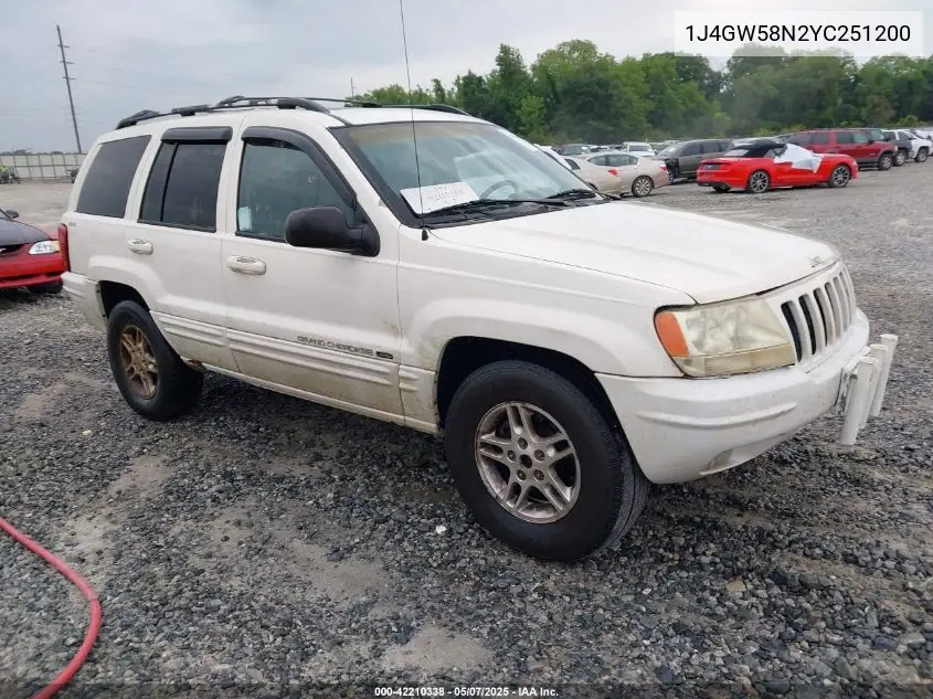 2000 Jeep Grand Cherokee Limited VIN: 1J4GW58N2YC251200 Lot: 42210338