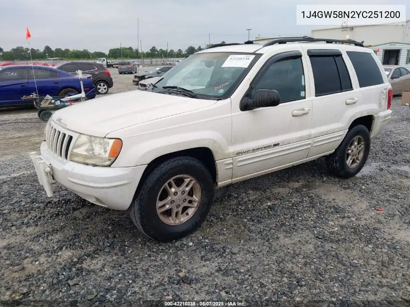 2000 Jeep Grand Cherokee Limited VIN: 1J4GW58N2YC251200 Lot: 42210338