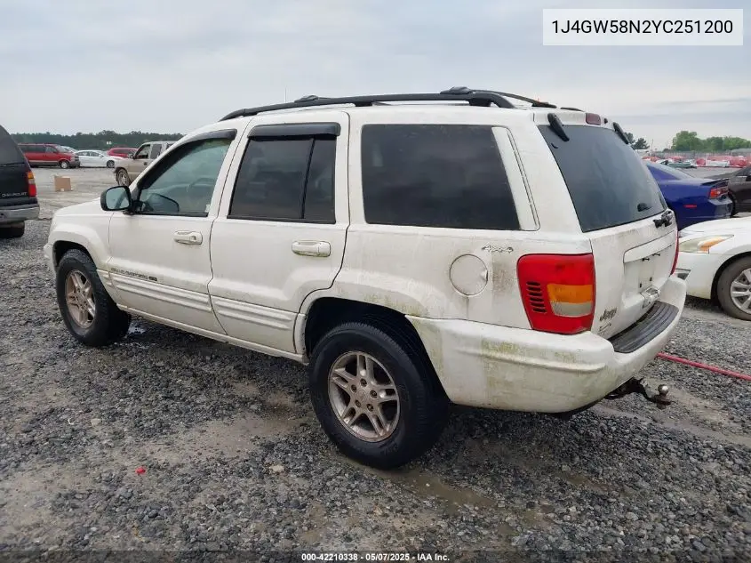 2000 Jeep Grand Cherokee Limited VIN: 1J4GW58N2YC251200 Lot: 42210338