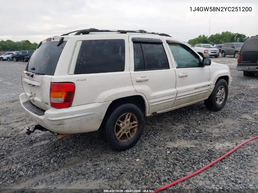 2000 Jeep Grand Cherokee Limited VIN: 1J4GW58N2YC251200 Lot: 42210338