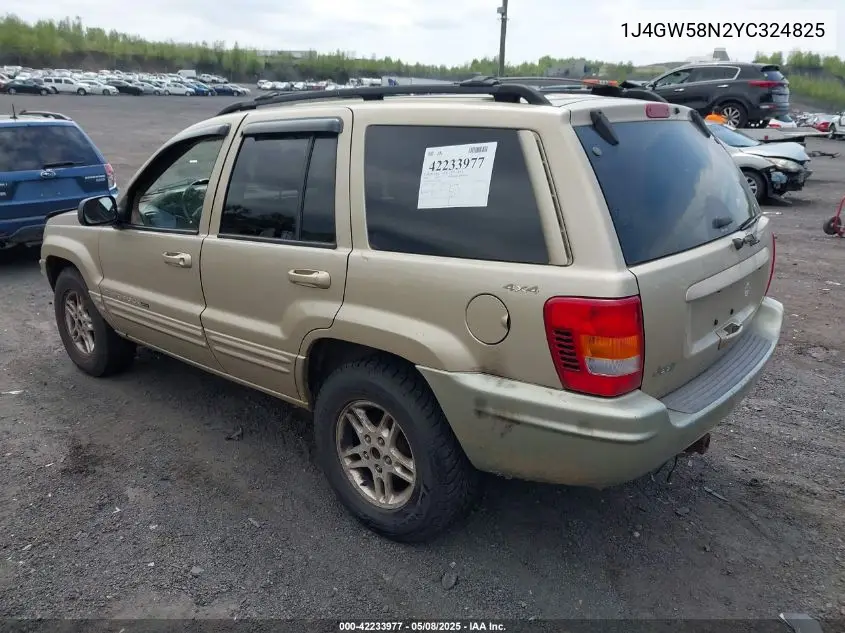 2000 Jeep Grand Cherokee Limited VIN: 1J4GW58N2YC324825 Lot: 42233977
