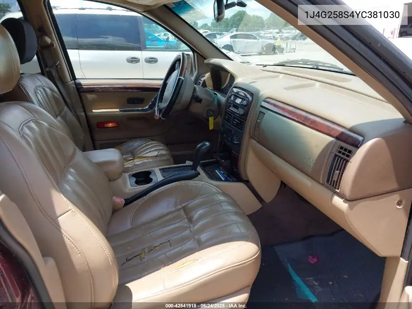 2000 Jeep Grand Cherokee Limited VIN: 1J4G258S4YC381030 Lot: 42541918