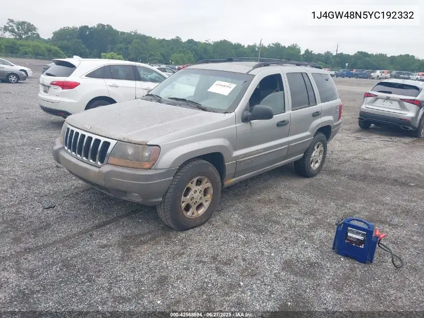 2000 Jeep Grand Cherokee Laredo VIN: 1J4GW48N5YC192332 Lot: 42568594
