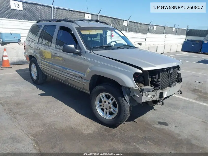 2000 Jeep Grand Cherokee Limited VIN: 1J4GW58N8YC260807 Lot: 42571786
