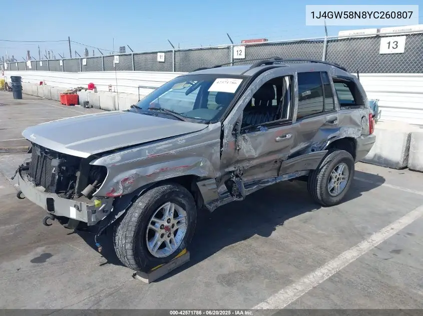 2000 Jeep Grand Cherokee Limited VIN: 1J4GW58N8YC260807 Lot: 42571786