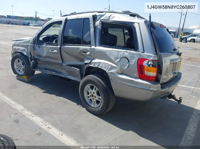 2000 Jeep Grand Cherokee Limited VIN: 1J4GW58N8YC260807 Lot: 42571786