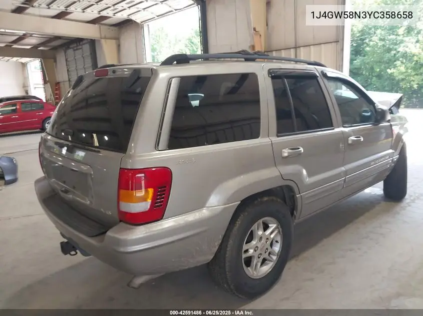 2000 Jeep Grand Cherokee Limited VIN: 1J4GW58N3YC358658 Lot: 42591486