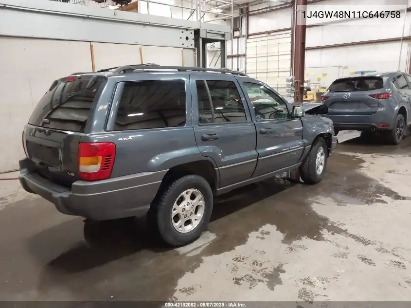 2001 Jeep Grand Cherokee Laredo VIN: 1J4GW48N11C646758 Lot: 42182082