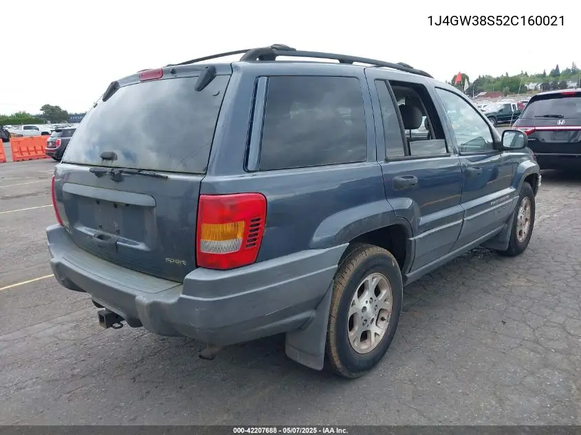 2002 Jeep Grand Cherokee Sport VIN: 1J4GW38S52C160021 Lot: 42207688