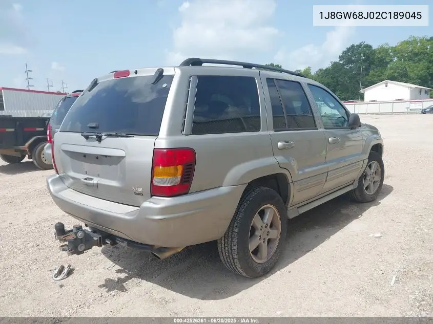 2002 Jeep Grand Cherokee Overland VIN: 1J8GW68J02C189045 Lot: 42526361