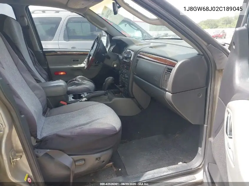 2002 Jeep Grand Cherokee Overland VIN: 1J8GW68J02C189045 Lot: 42526361