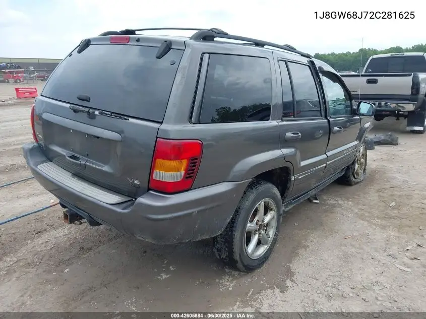 2002 Jeep Grand Cherokee Overland VIN: 1J8GW68J72C281625 Lot: 42605884