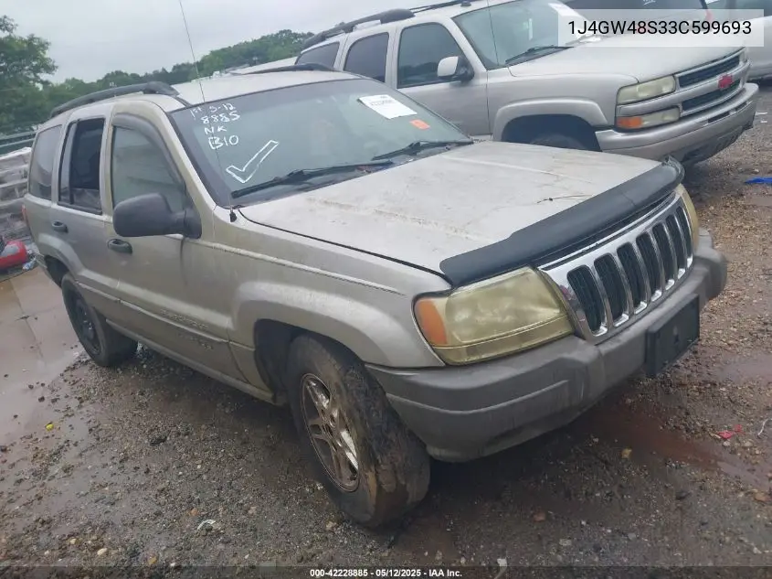 2003 Jeep Grand Cherokee Laredo VIN: 1J4GW48S33C599693 Lot: 42228885