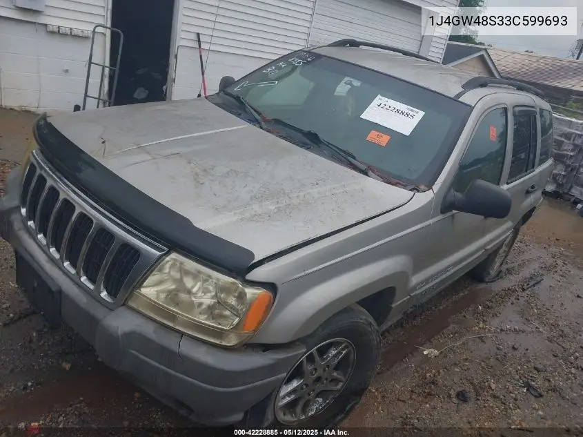 2003 Jeep Grand Cherokee Laredo VIN: 1J4GW48S33C599693 Lot: 42228885