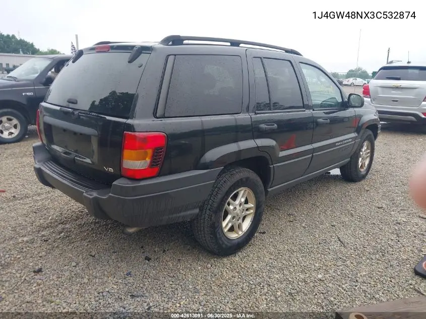 2003 Jeep Grand Cherokee Laredo VIN: 1J4GW48NX3C532874 Lot: 42613091